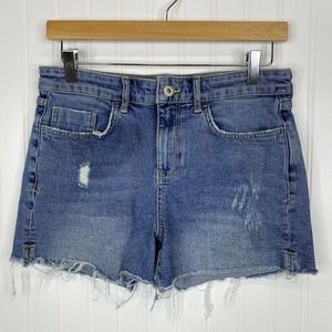 Anthro Pilcro Slim Boyfriend Cut-off Distressed 3" Jean Shorts 28